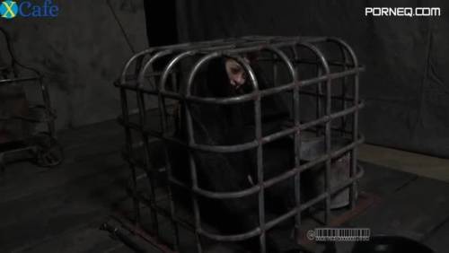 Ruined red haired MILF gets locked in metal cage showing off her tits - new.porneq.com on pornlista.com